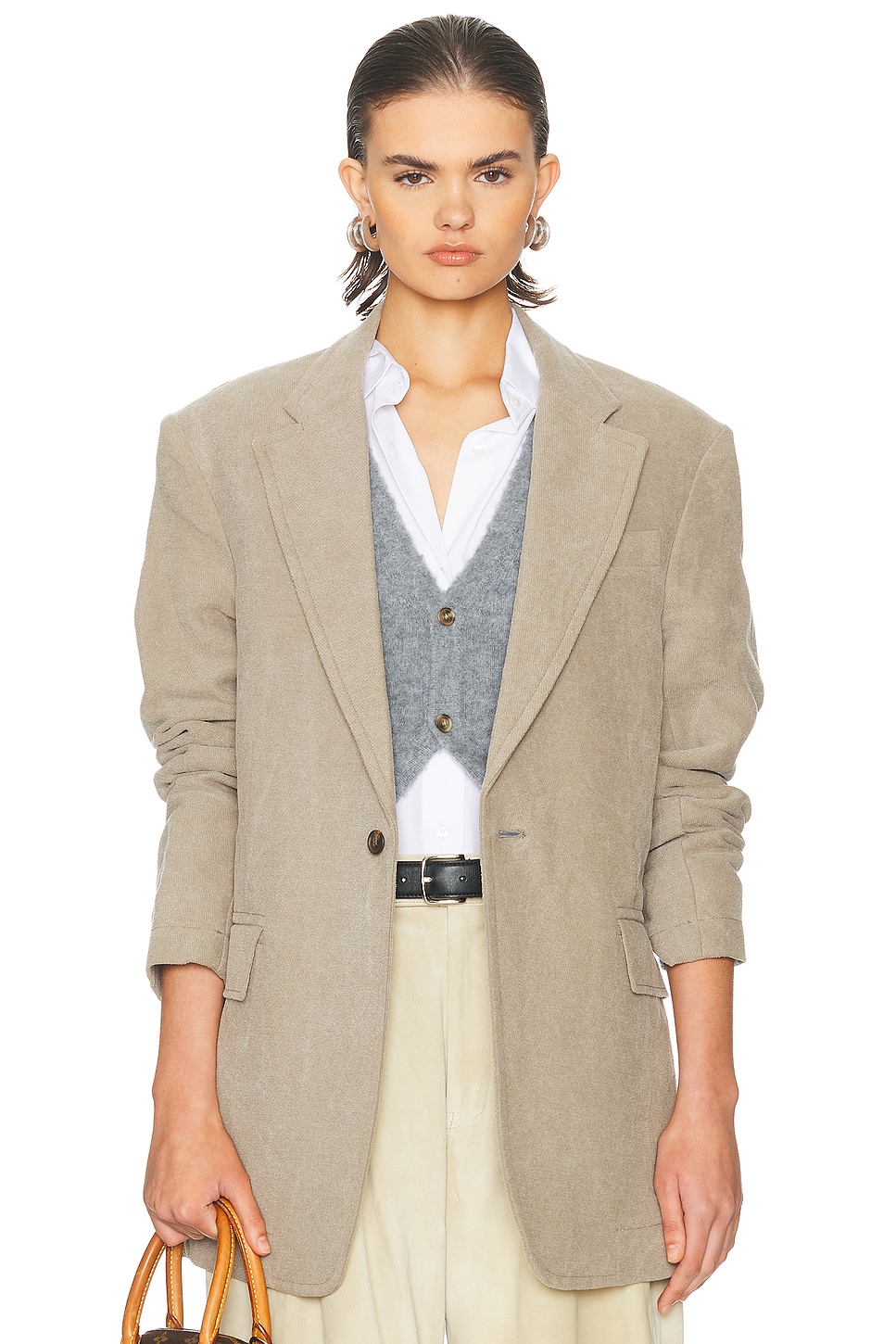 R13 Oversized Ragged Blazer In Gray