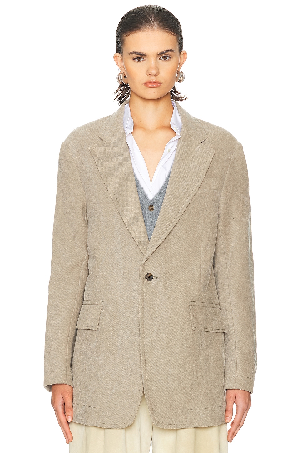 R13 Oversized Ragged Blazer In Gray