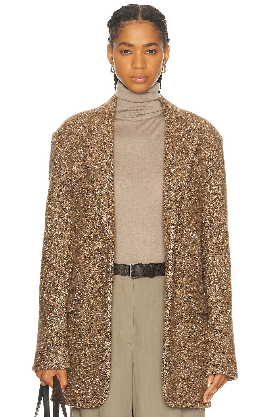 R13 Oversized Ragged Blazer In Brown
