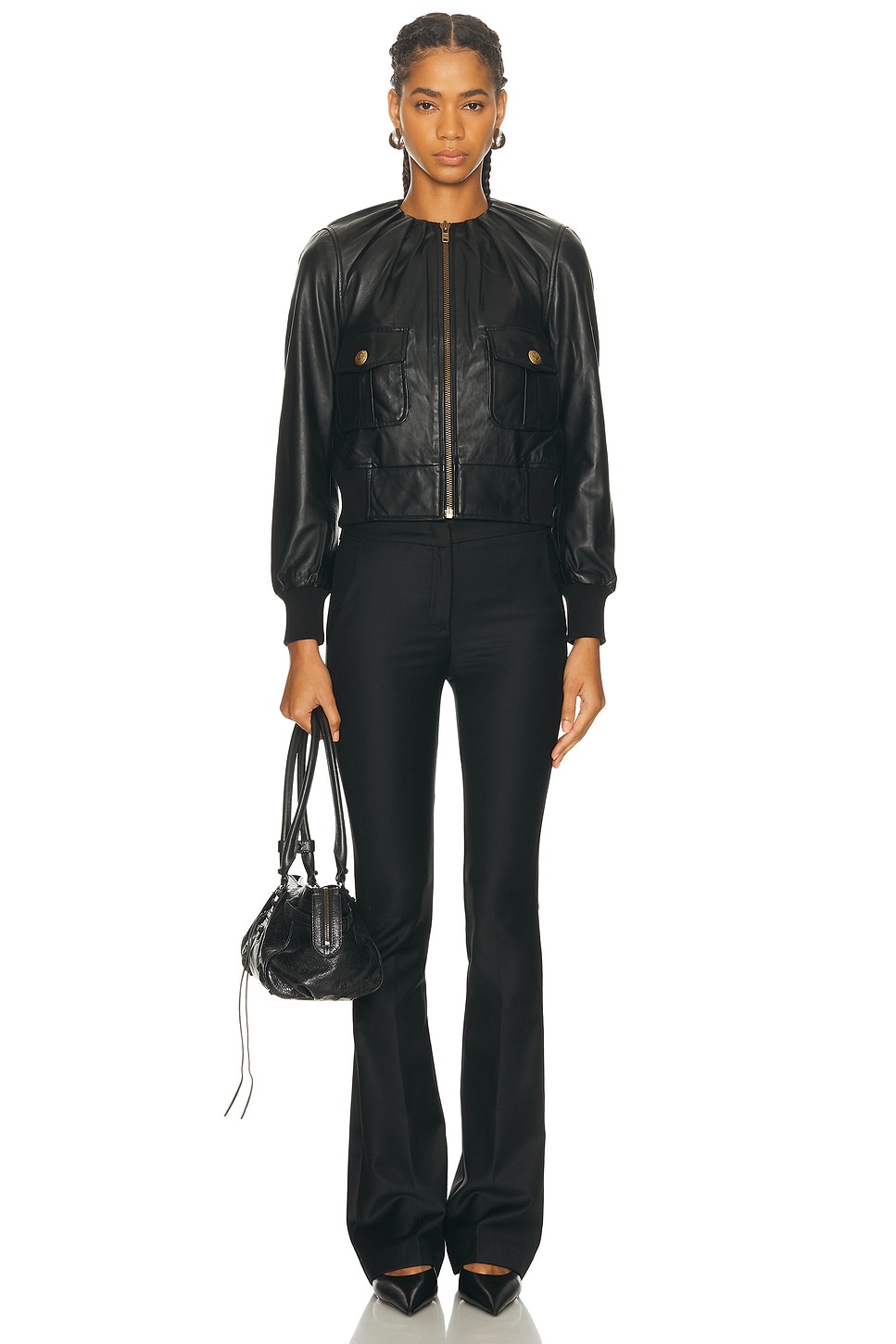 R13 - Pleated Neck Leather Jacket | Plush