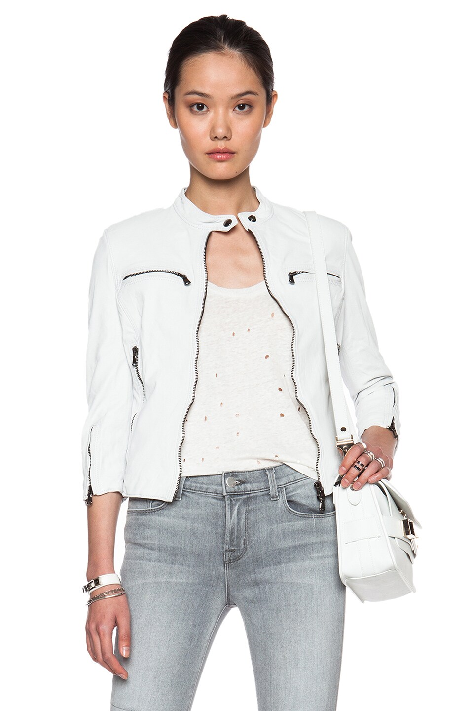 Image 1 of R13 Cafe Racer Jacket in White