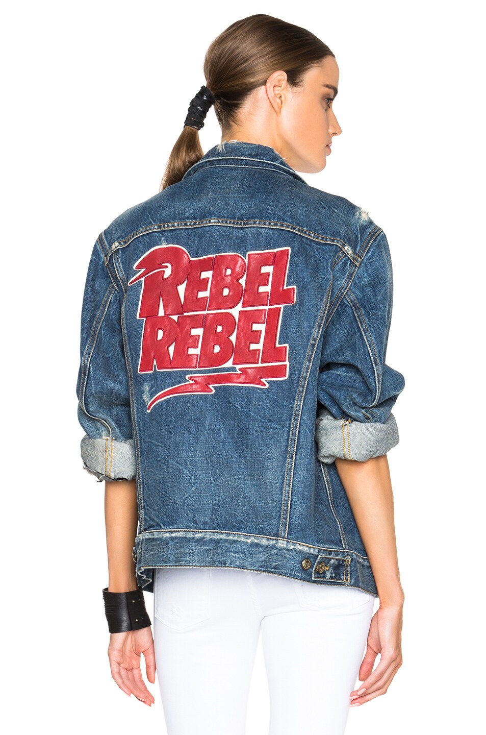 Image 1 of R13 Embroidered Rebel Trucker Jacket in Rocket Blue