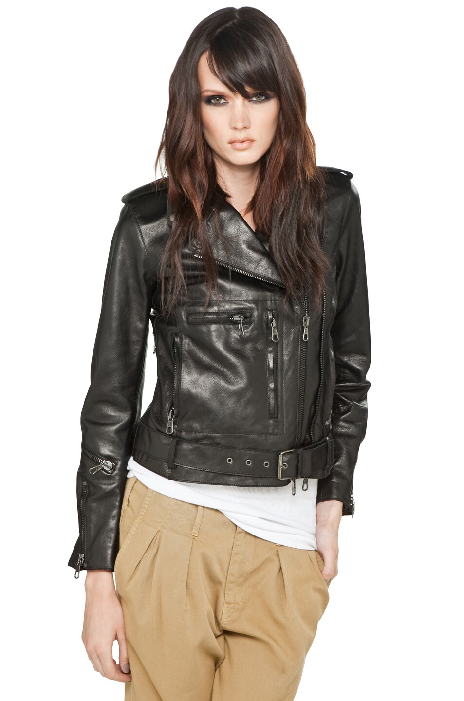 Image 1 of R13 Classic Moto Leather Jacket in Black