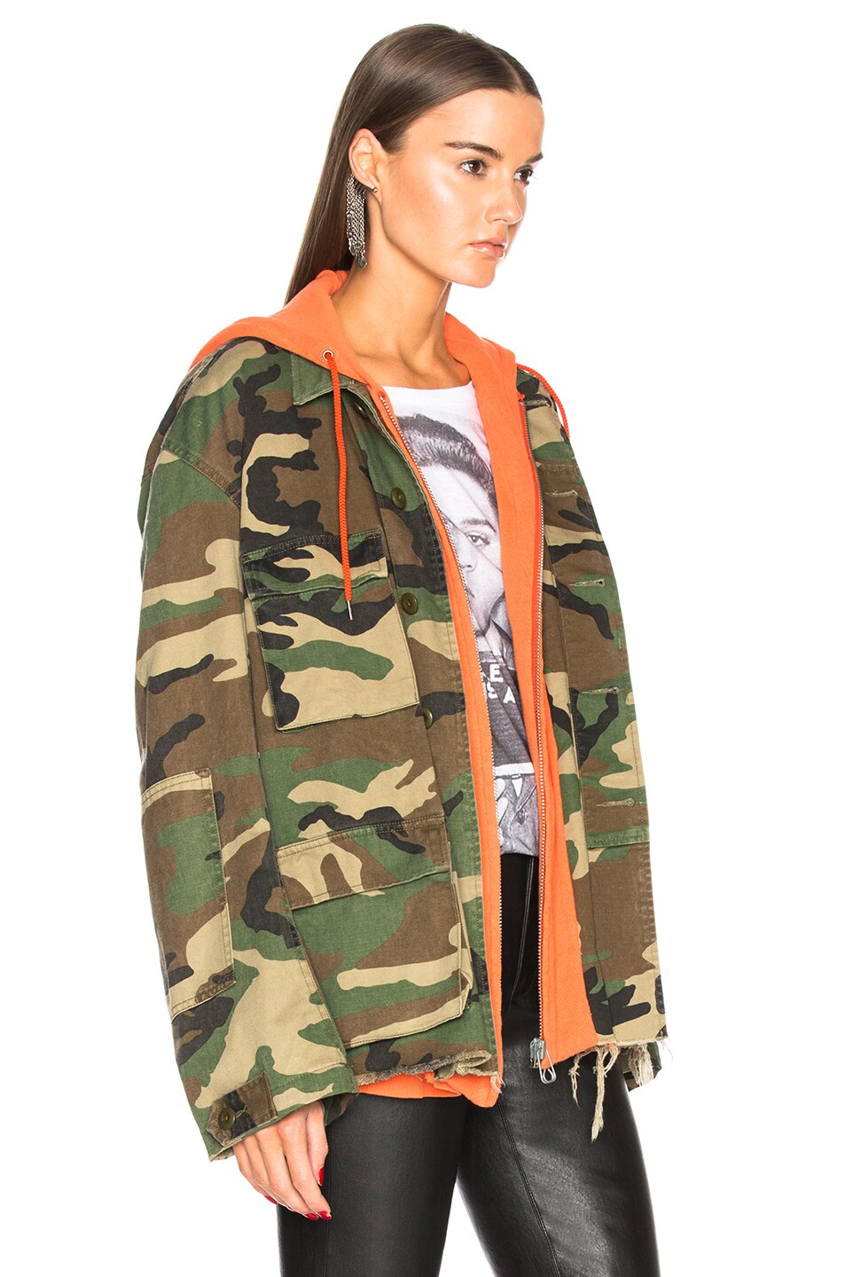 R13 Hooded Abu Jacket in Camo & Orange | FWRD