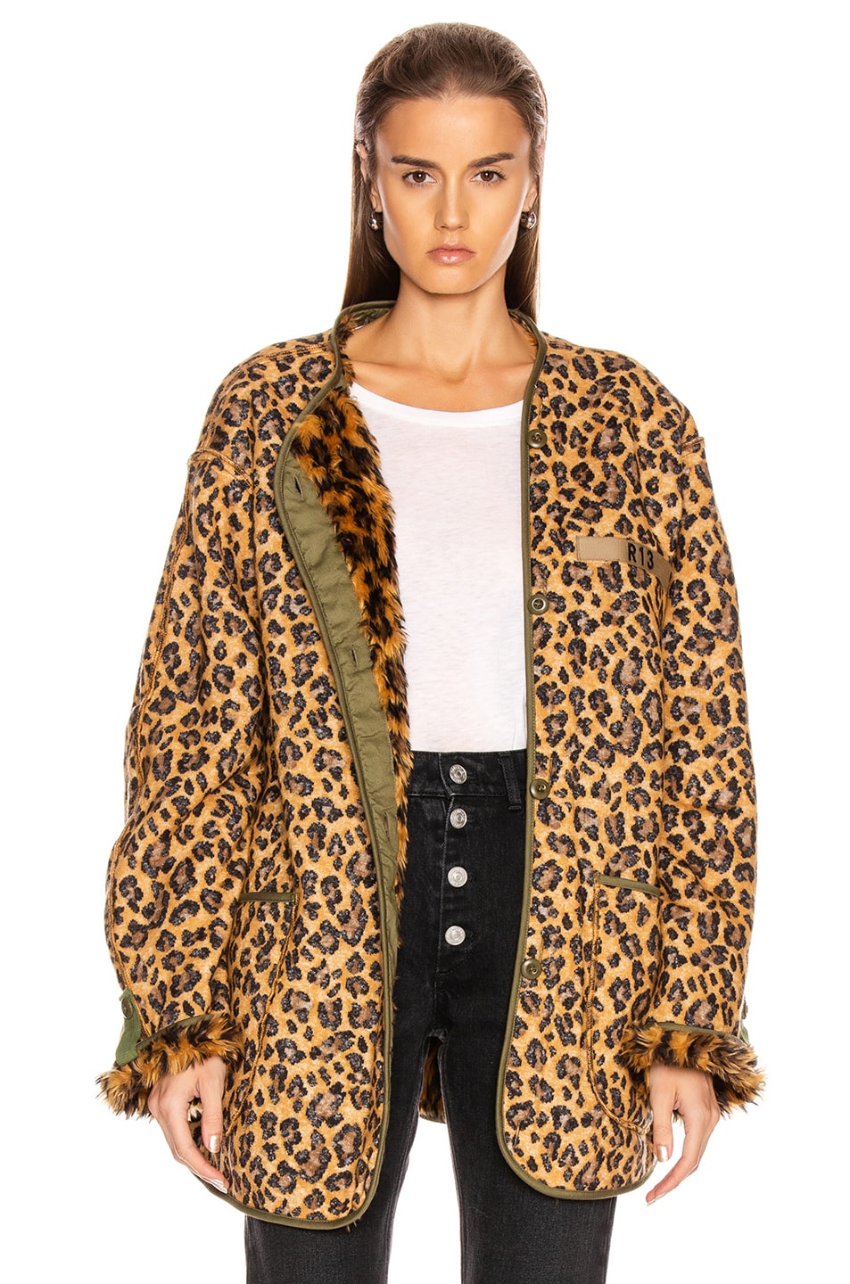 Image 1 of R13 Military Liner Jacket in Leopard