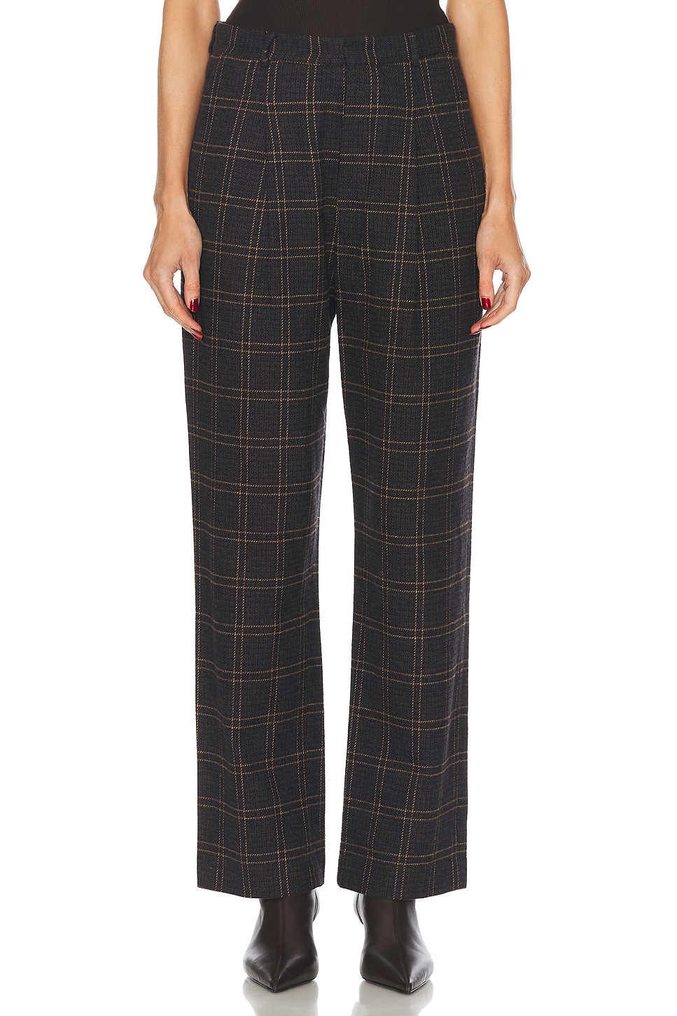 Shop R13 Relaxed Trouser In Dark Brown Plaid