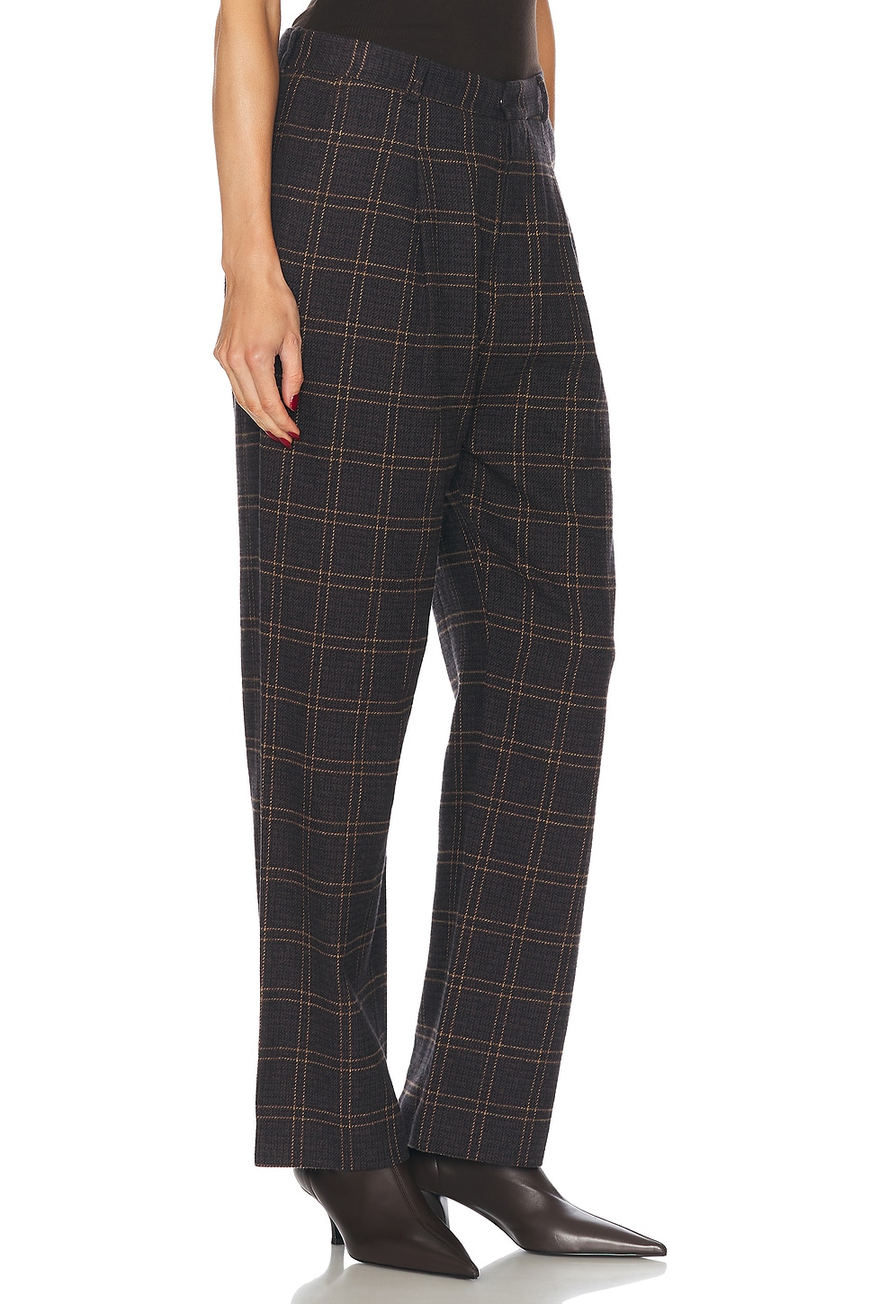 Shop R13 Relaxed Trouser In Dark Brown Plaid