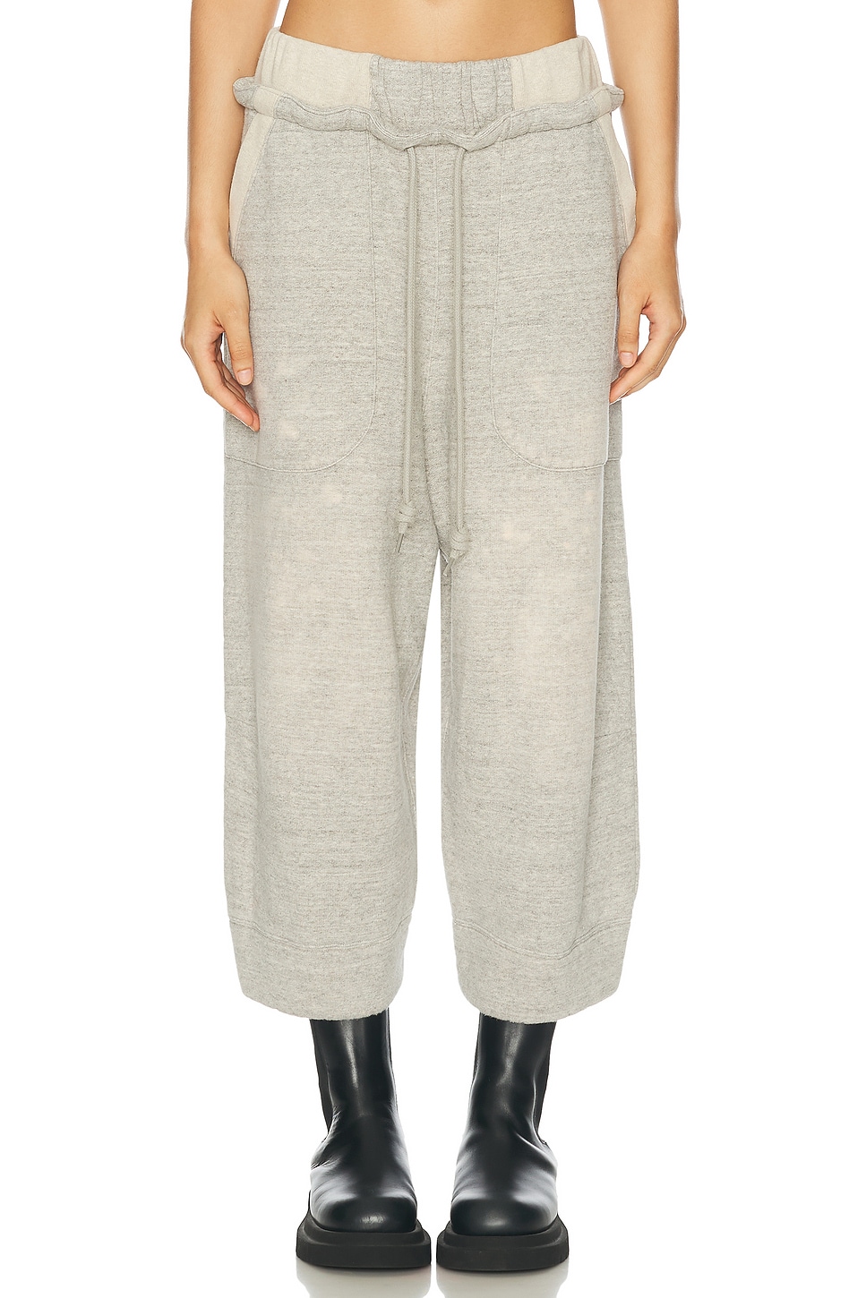 Deconstructed Cropped Sweatpant in Grey