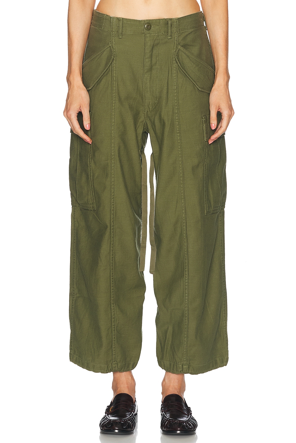 Shop R13 Cropped Cargo In Vintage Olive Drab