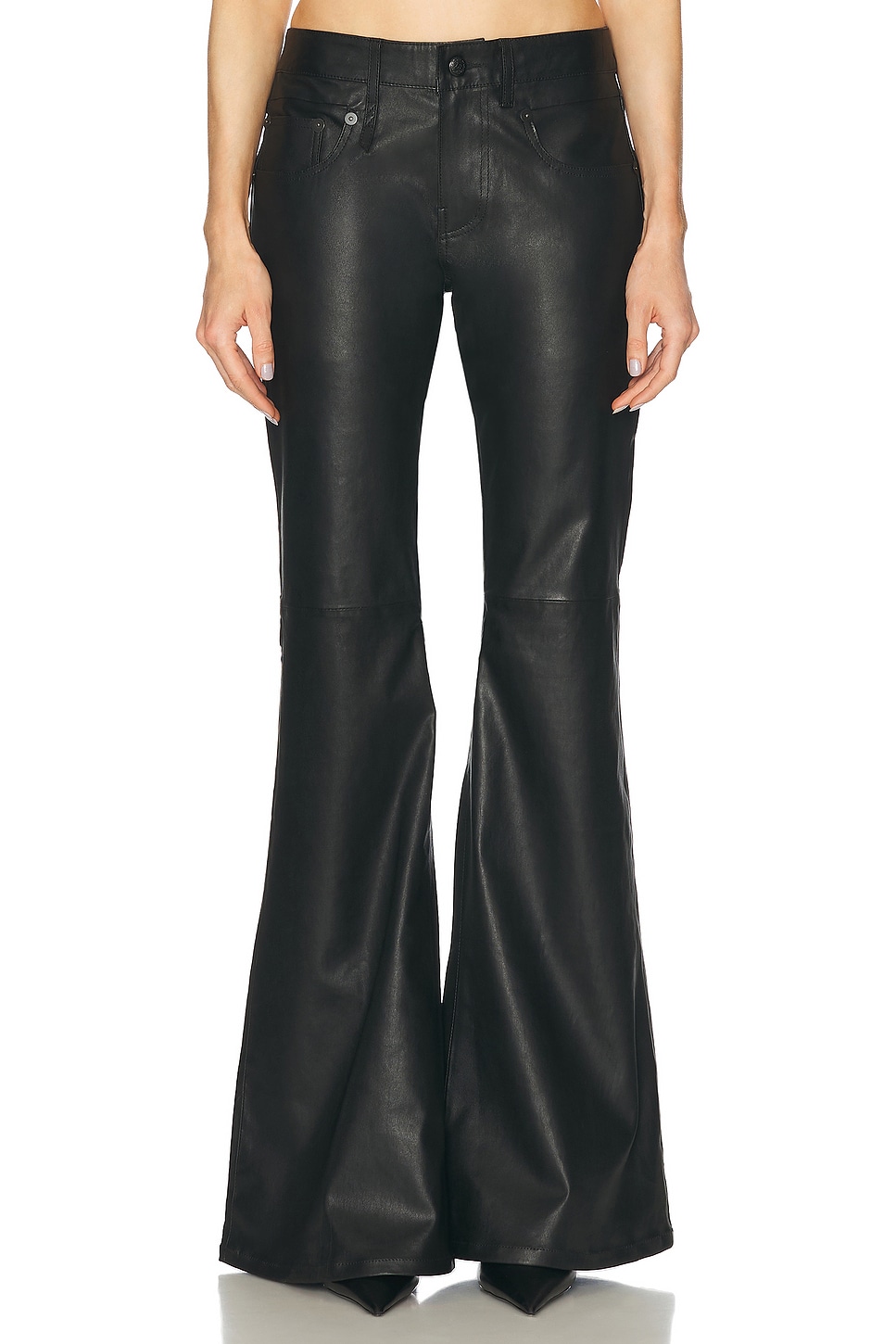 Boy Flare Leather Pant in Black