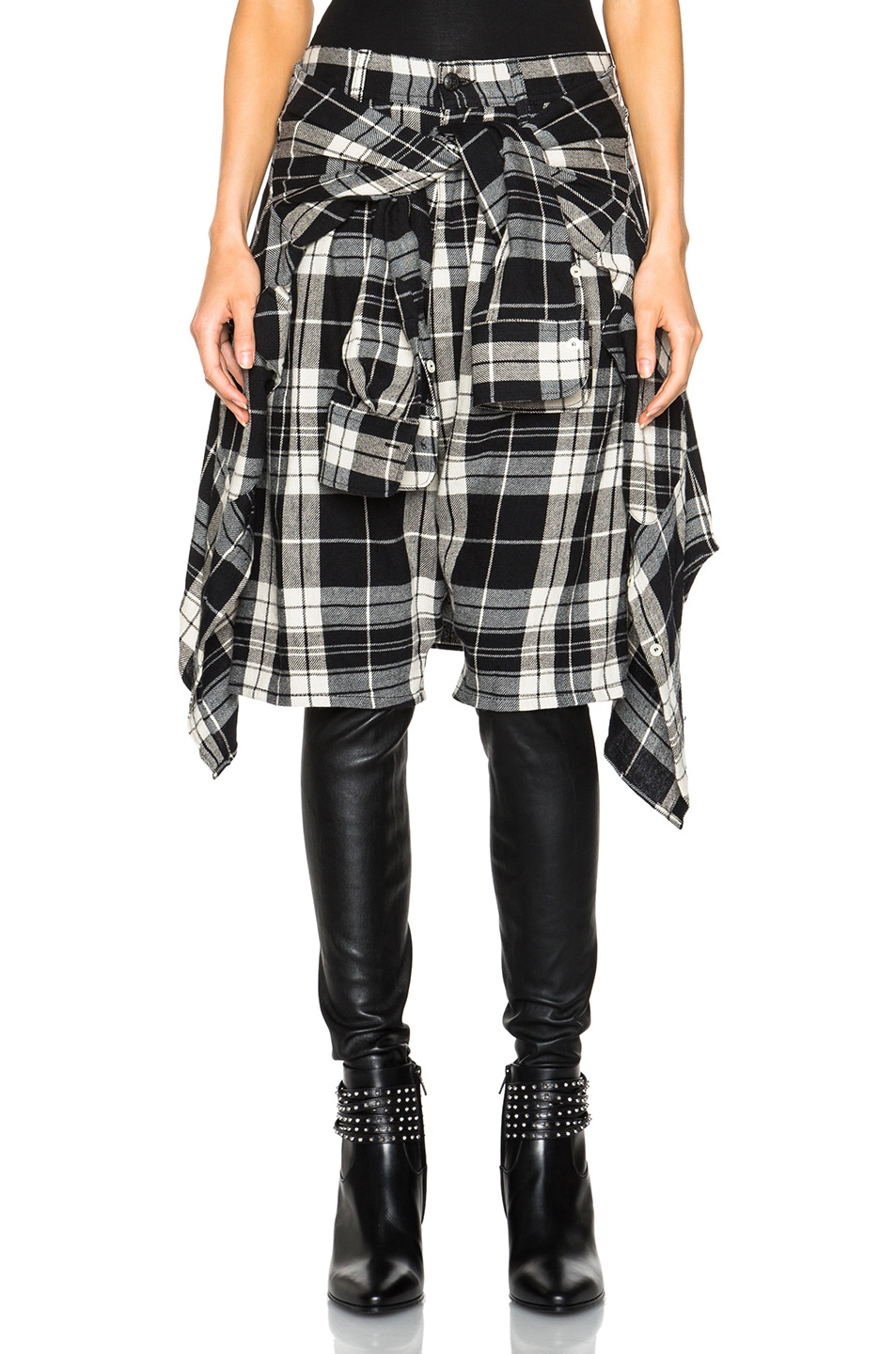 Image 1 of R13 Vedder Pants in Plaid in Plaid & Leather