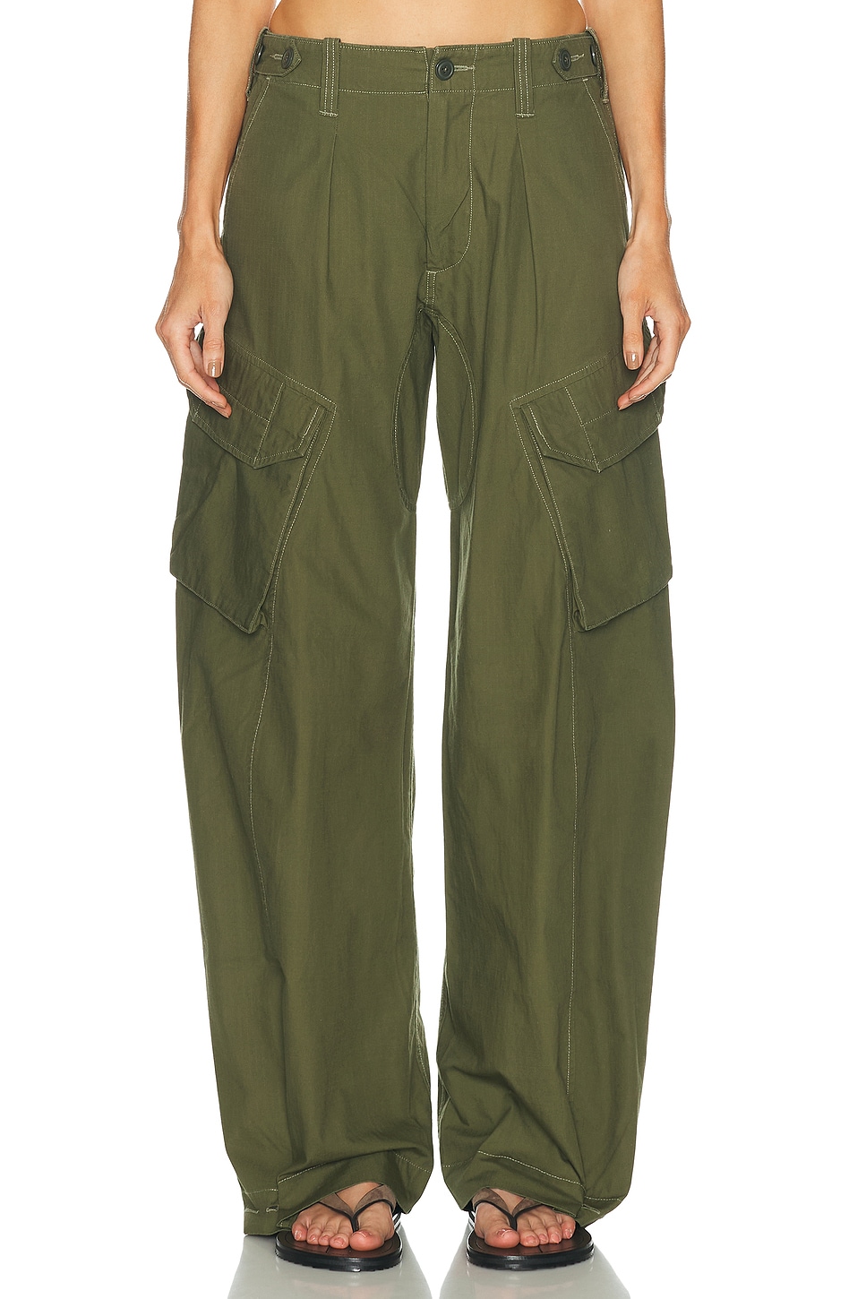 R13 Barrel Cargo Pant In Green
