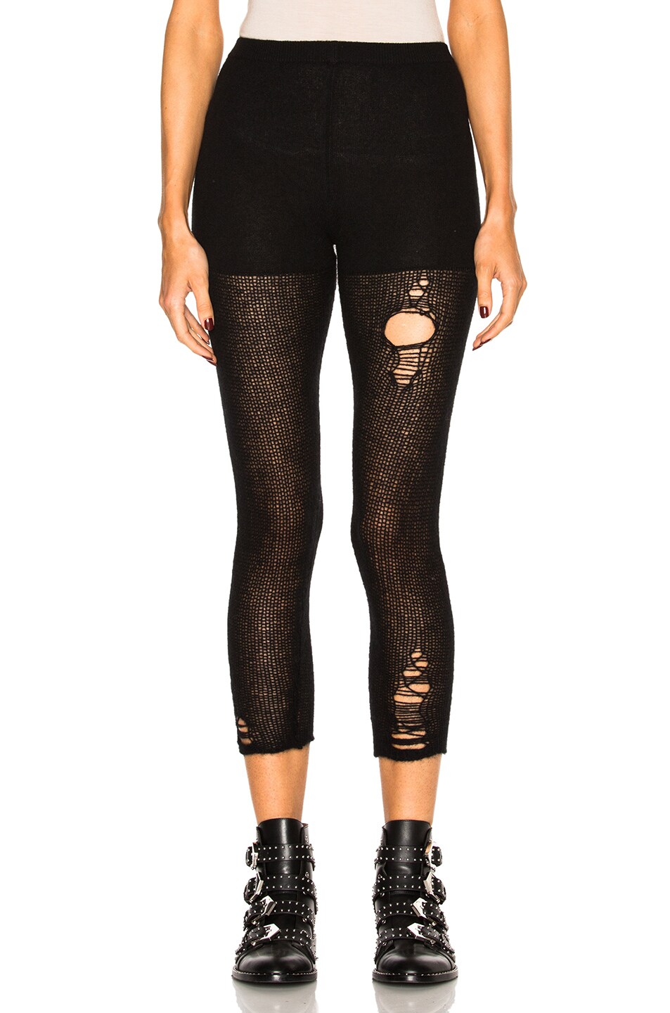 Image 1 of R13 Ripped Cashmere Leggings in Black