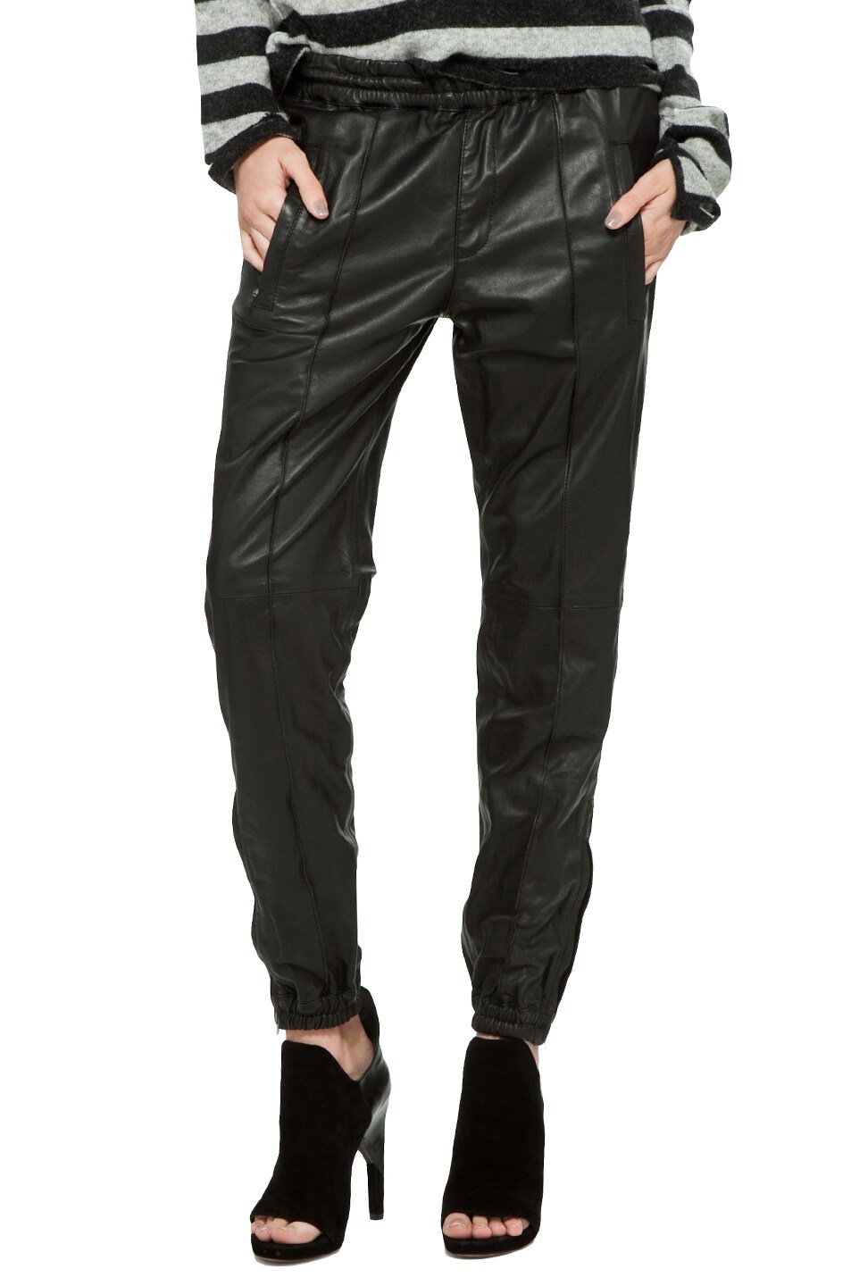 R13 Leather Track Pant in Black | FWRD