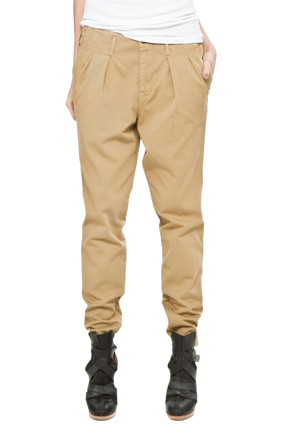 Image 1 of R13 Pleated Chino in Khaki