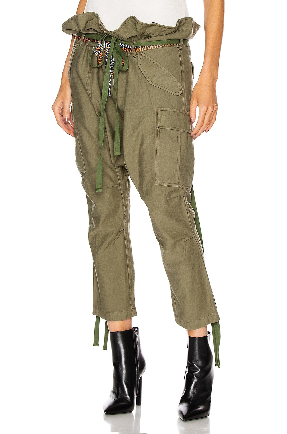 Image 1 of R13 Rolled Waist Cargo Pant in Olive