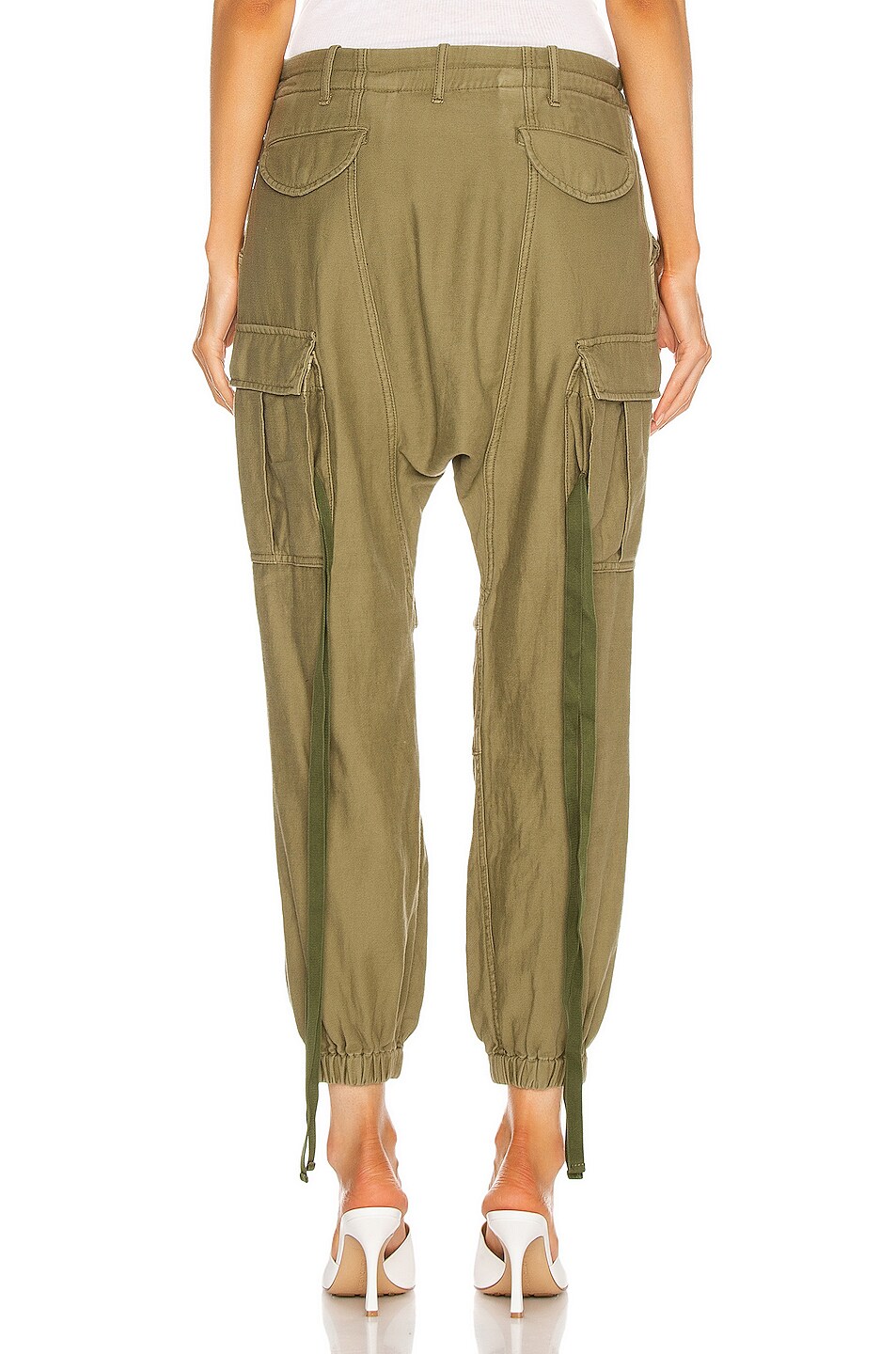 R13 Drop Crotch Cargo Pant in Olive | FWRD