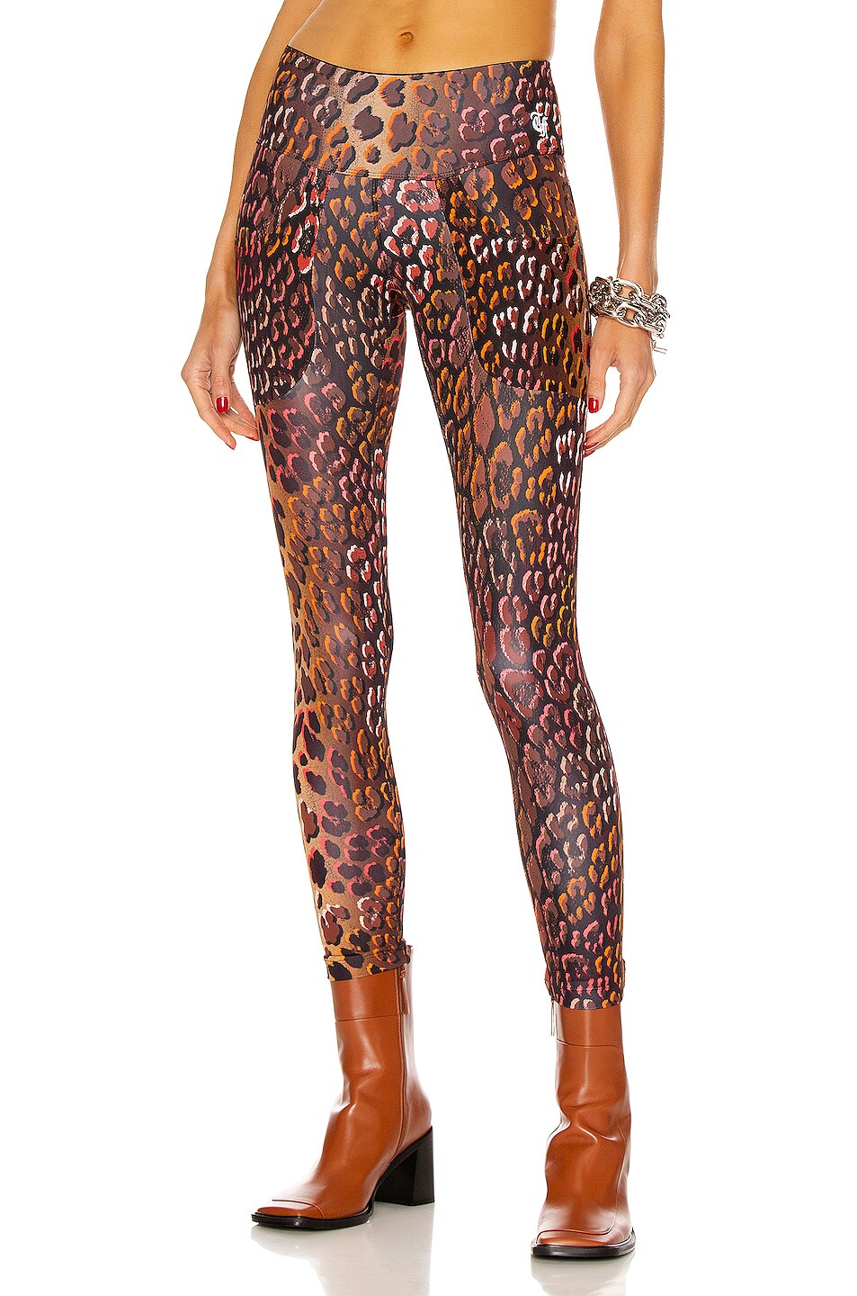 Image 1 of R13 Active Patch Pocket Legging in Bronze Multi Leopard Combo
