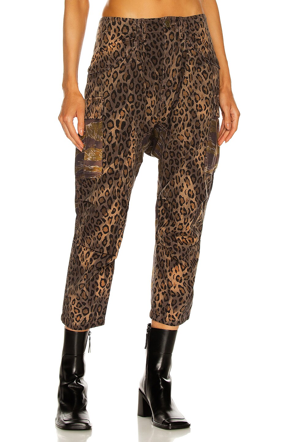 Image 1 of R13 Bleached Harem Cargo Pant in Bleached Leopard