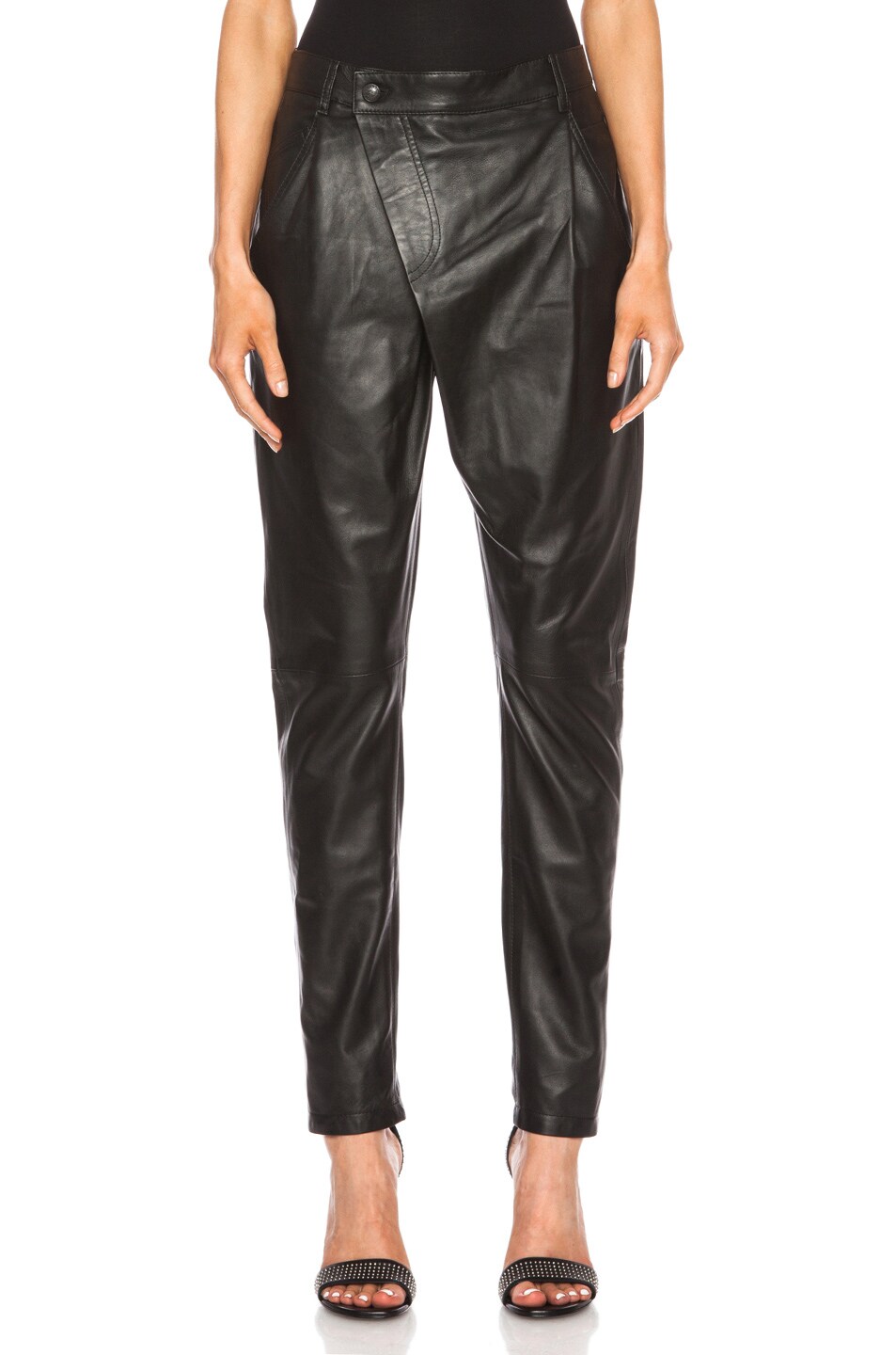 Image 1 of R13 Leather X Over Pant in Black