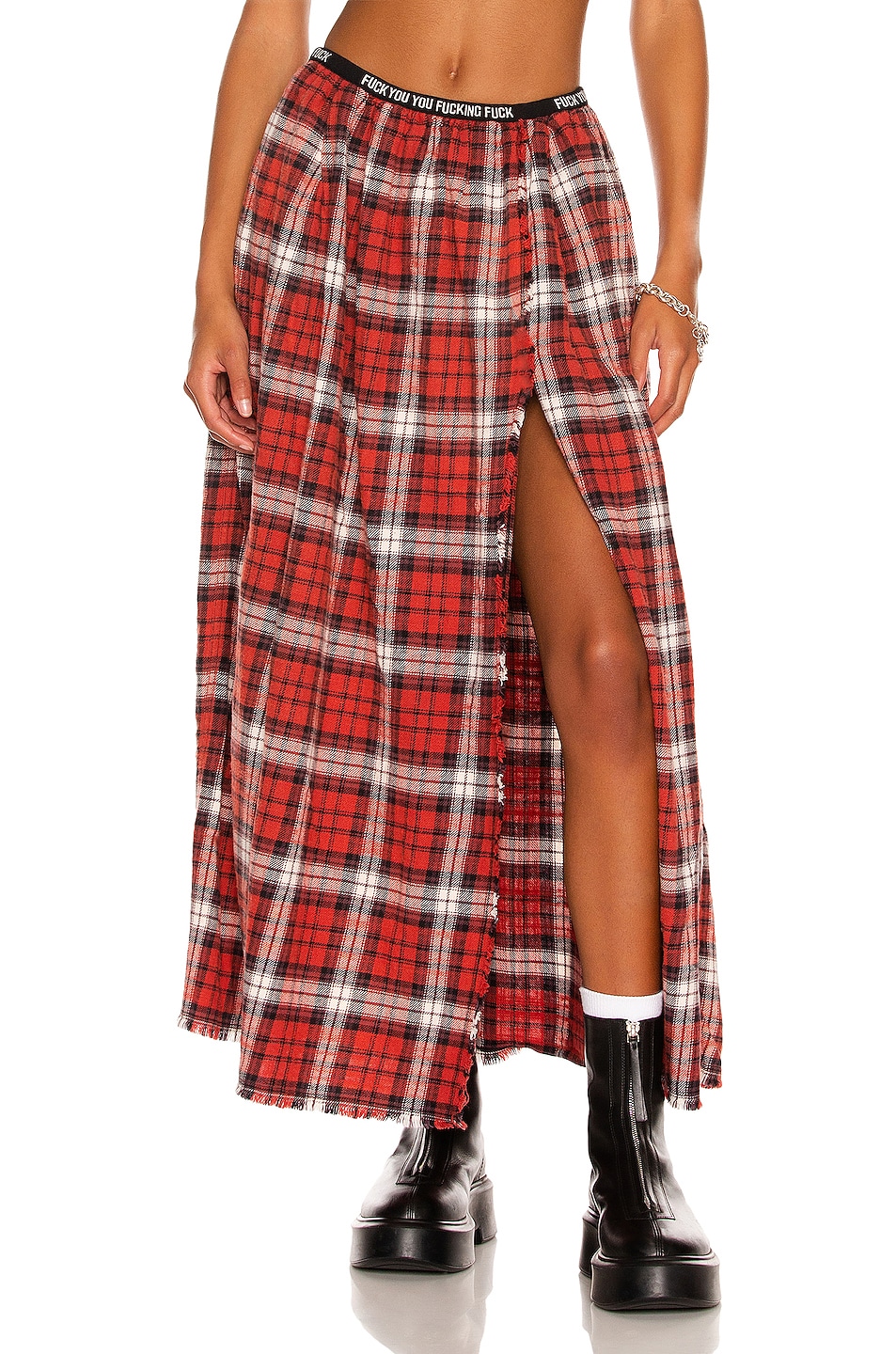Image 1 of R13 FUUFF Midi Skirt in Red Plaid