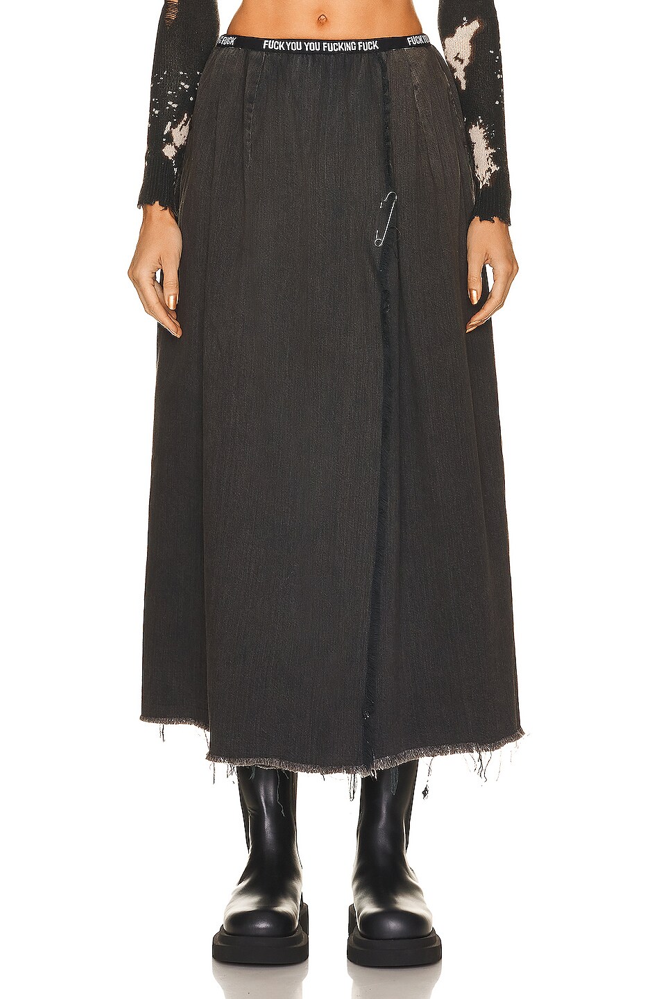 Image 1 of R13 FUUFF Midi Skirt in Ellery Black