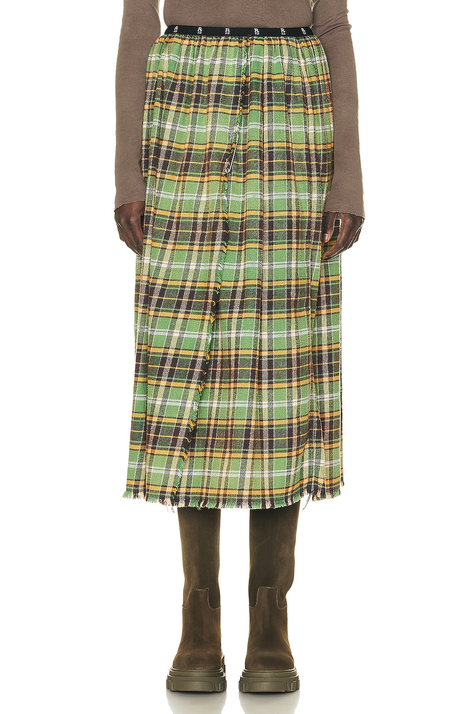 Image 1 of R13 Kilt Skirt in Green Plaid