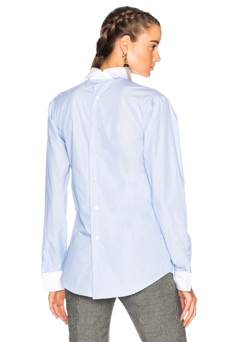 Image 1 of R13 Backwards Shirt with French Cuff in Blue Fil a Fil