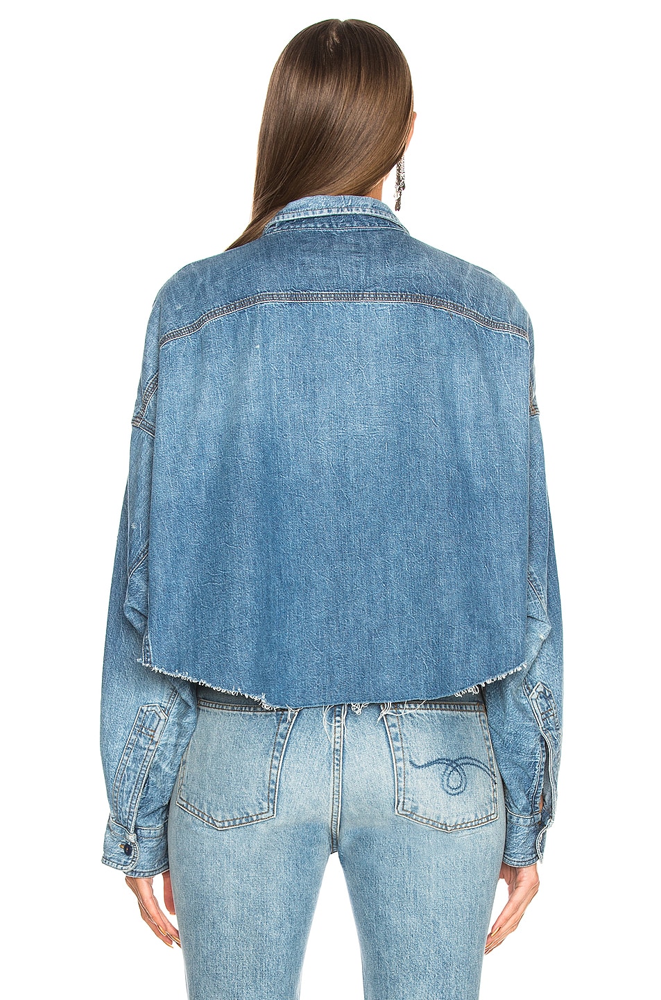 r13 cropped denim shirt