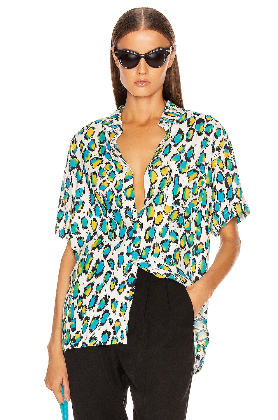 Image 1 of R13 Tony Shirt in Colorful Leopard