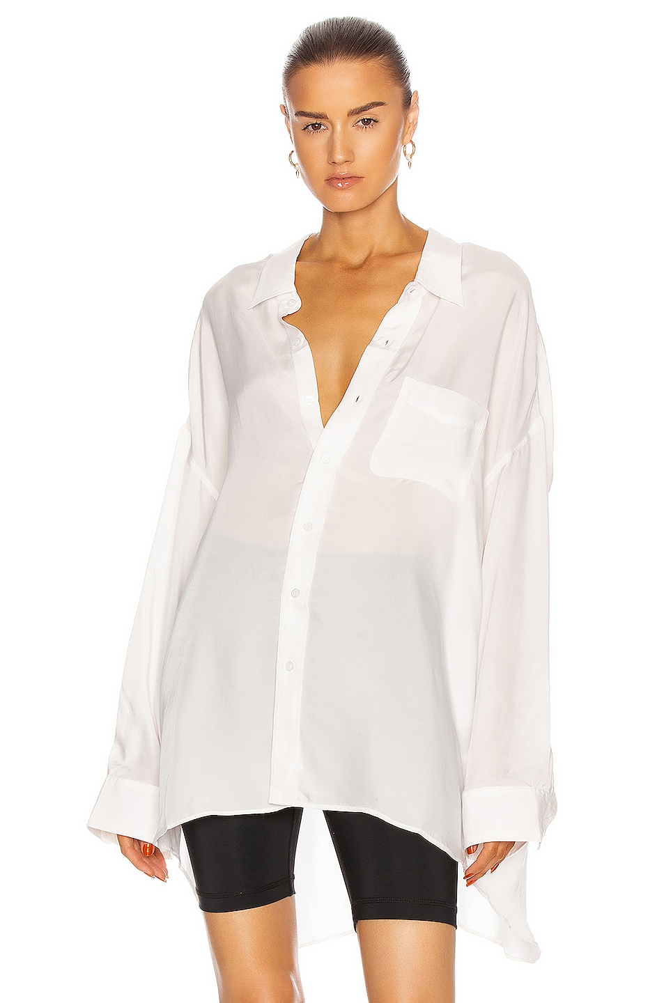 Image 1 of R13 Drop Neck Button Up Shirt in White