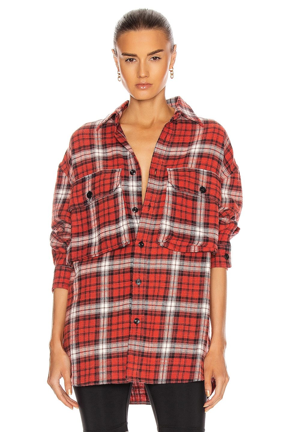 R13 Oversized Shirt in Red Plaid | FWRD