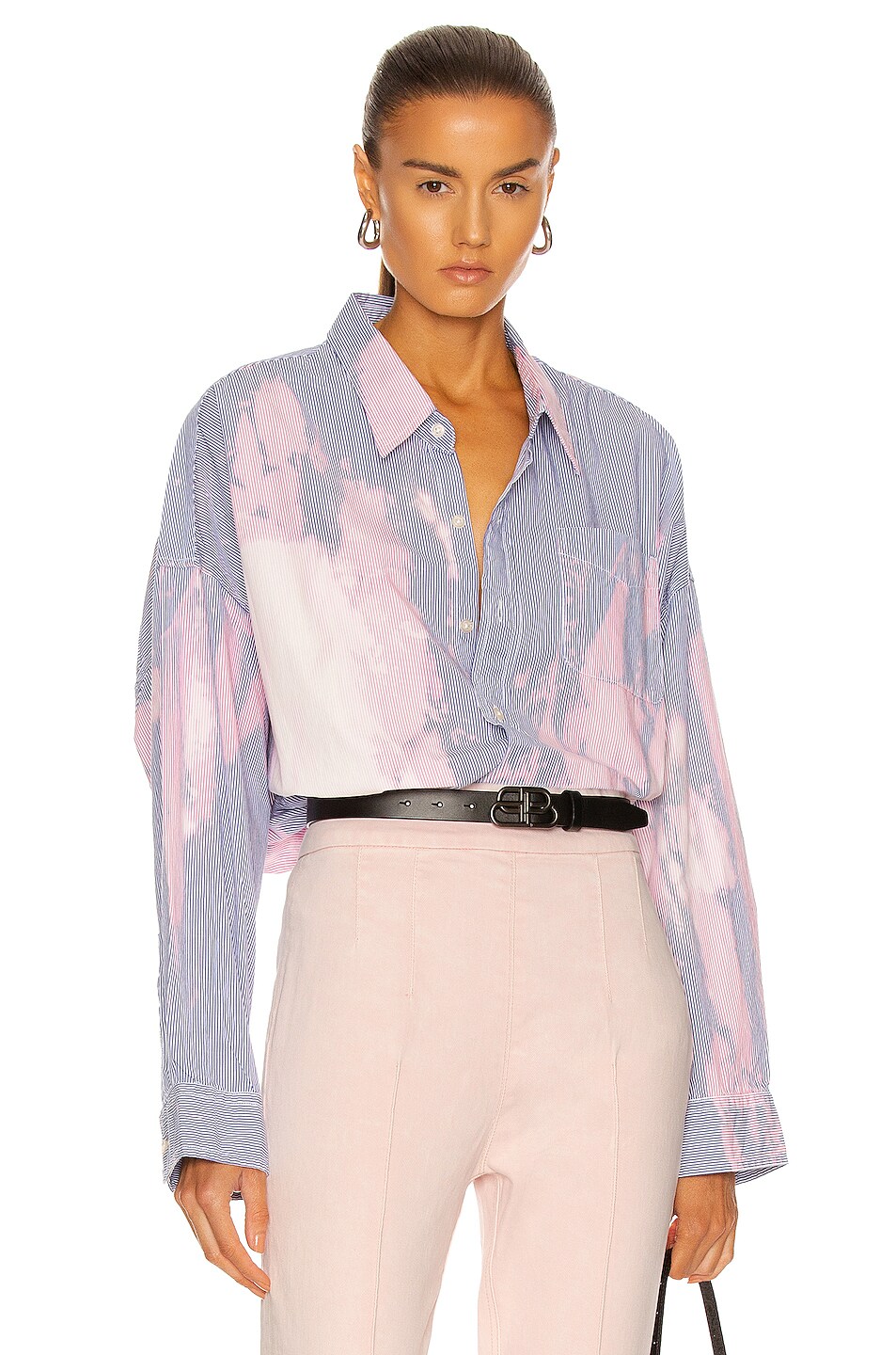 Image 1 of R13 Bleached Drop Neck Shirt in Bleach Blue
