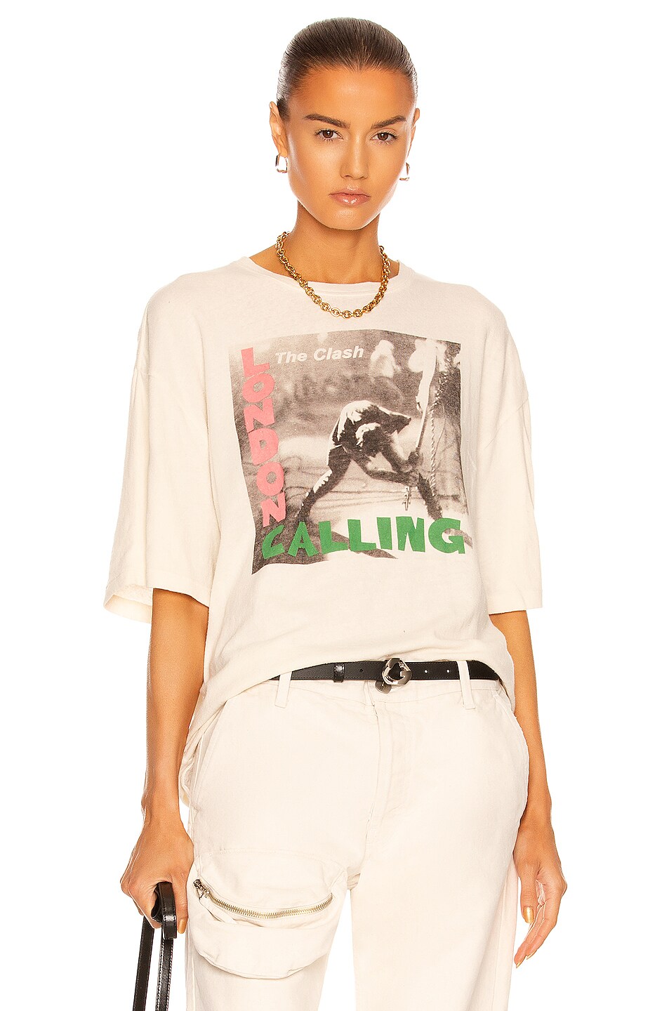 Image 1 of R13 Clash London Calling Oversize Tee in Dirty White