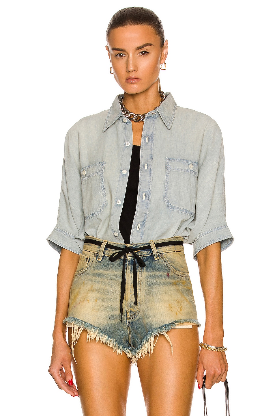 Image 1 of R13 Oversized Boxy Button Up Shirt in Somerset