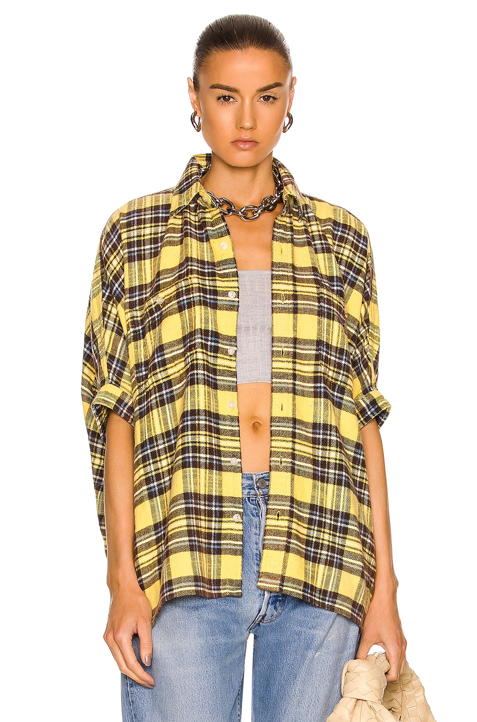 Image 1 of R13 Plaid Oversized Boxy Shirt in Yellow Plaid