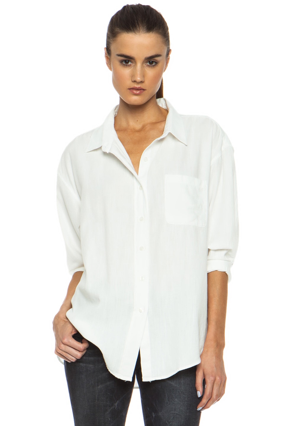 R13 Cotton Oversized Shirt in White | FWRD