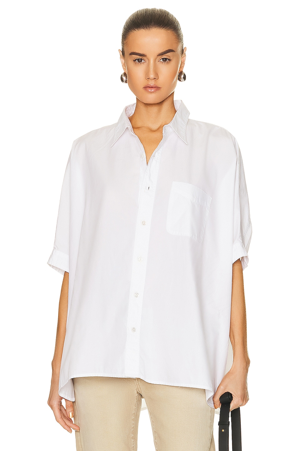 R13 Oversized Boxy Button Up Shirt in White | FWRD