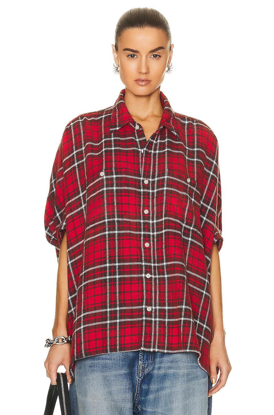 Image 1 of R13 Plaid Oversized Boxy Shirt in Red Plaid