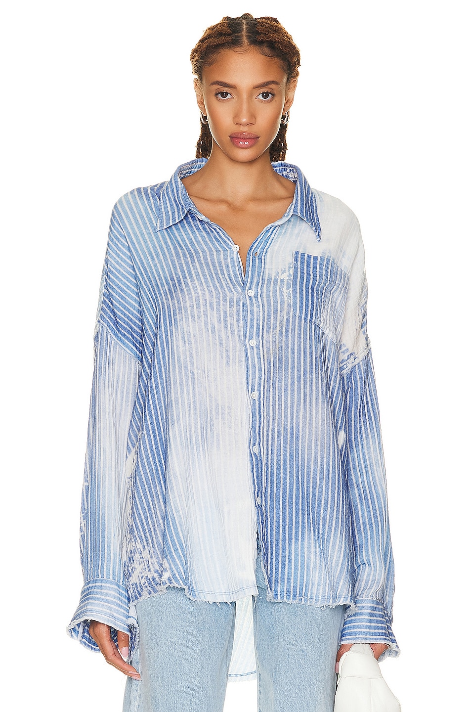Image 1 of R13 Shredded Seam Drop Neck Shirt in 