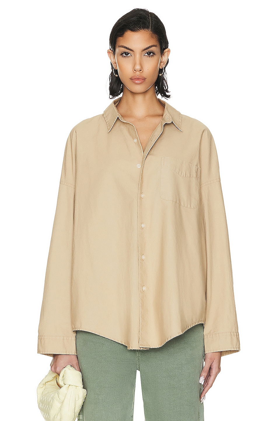 Image 1 of R13 Boxy Button-up Shirt in Khaki