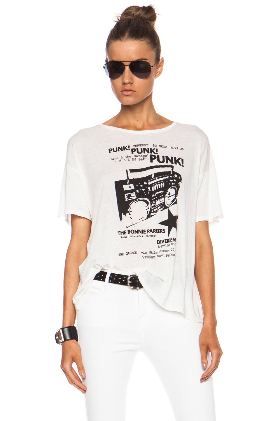 Image 1 of R13 Punk Graphic Cotton-Blend Tee in Vintage White