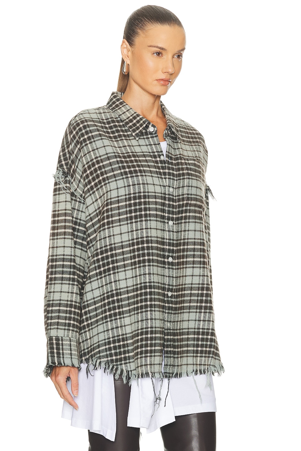 R13 Frayed Checked Cotton-flannel Shirt In Multi