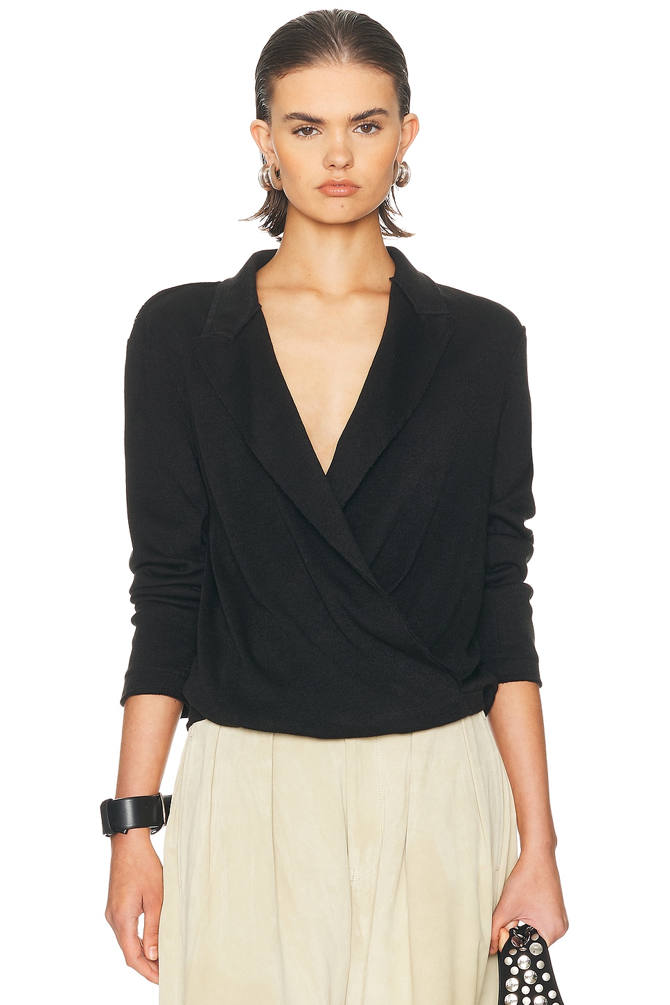 R13 Twisted Lapel Top In Black
