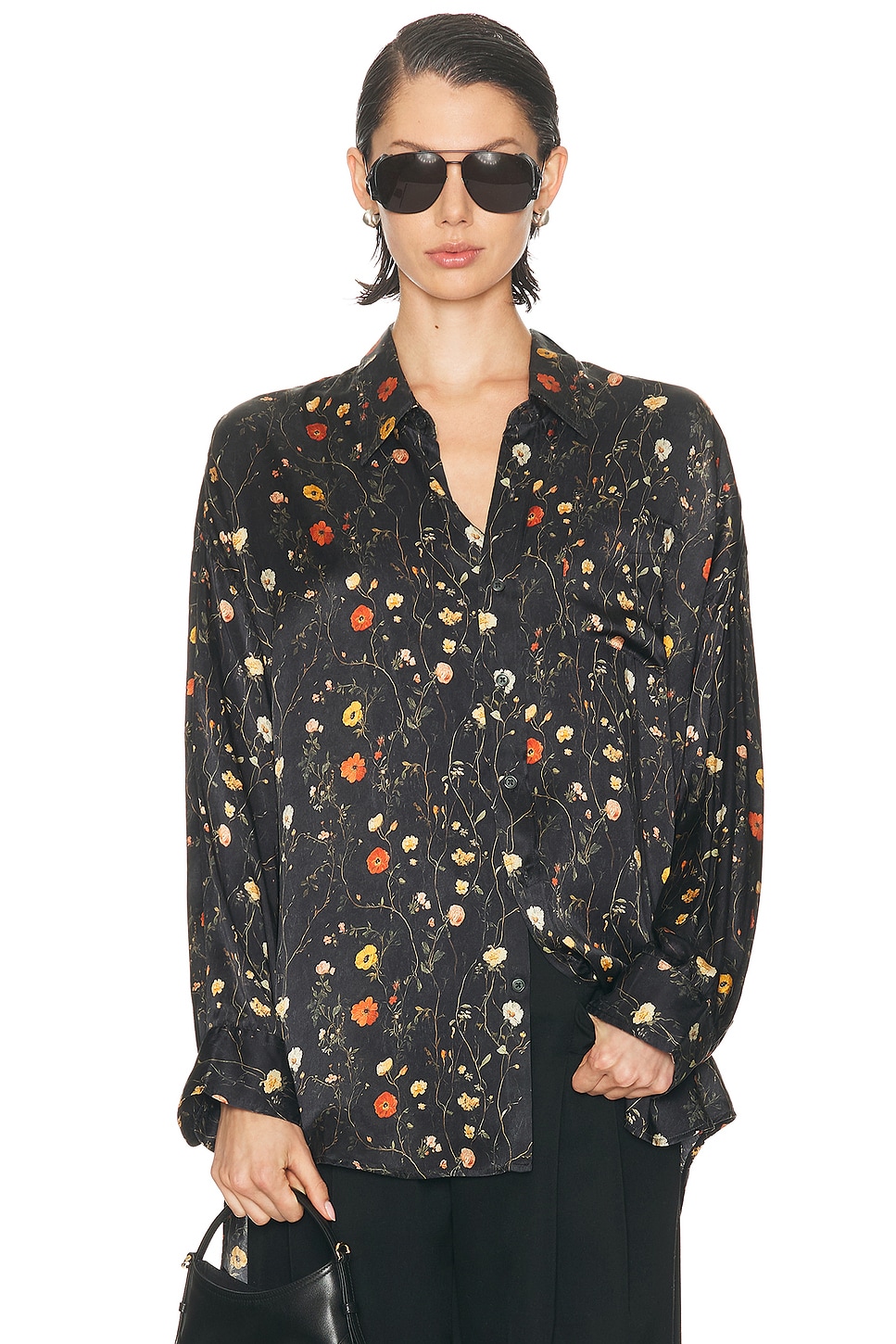 R13 Floral-print Shirt In Black