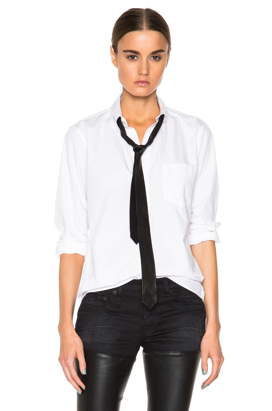 Image 1 of R13 Leather Tie Top in White