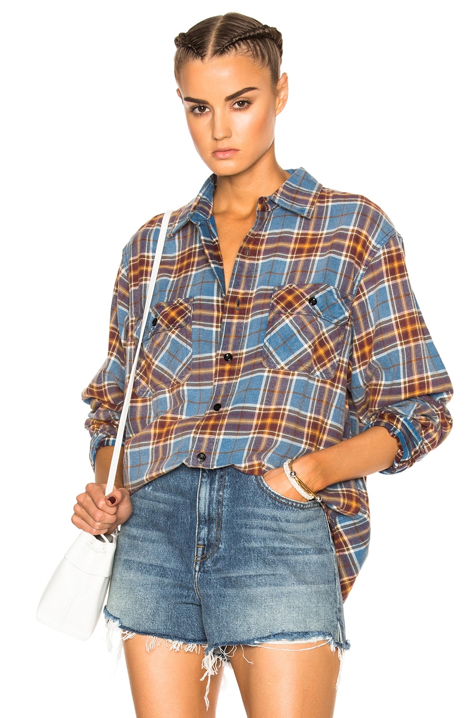 Image 1 of R13 Grunge Plaid Top in Blue