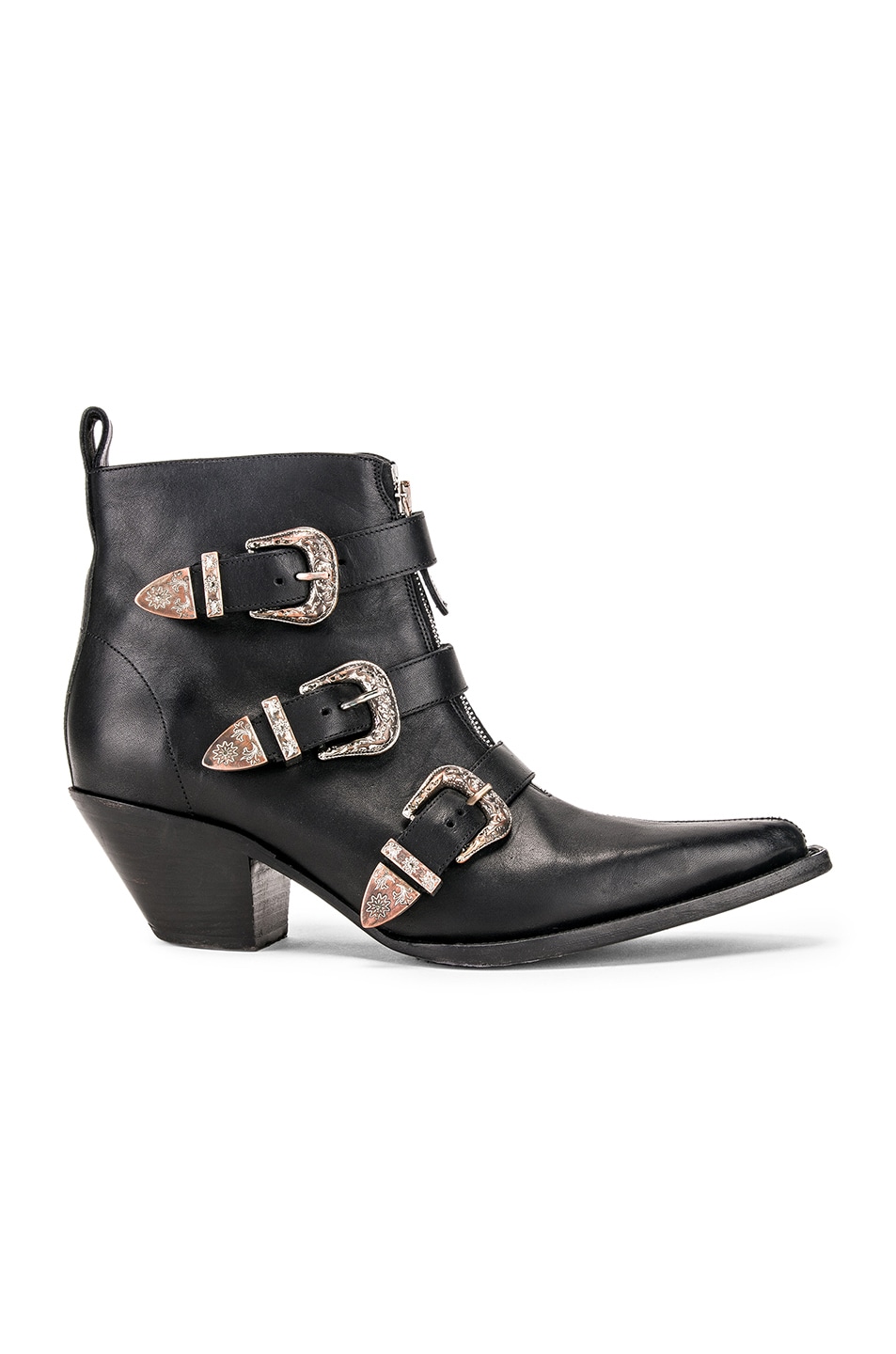 Image 1 of R13 Ankle Three Buckle Boot in Black Leather