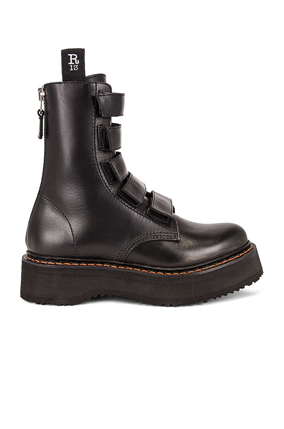 Image 1 of R13 Velcro Single Stack Boot in Patent Black