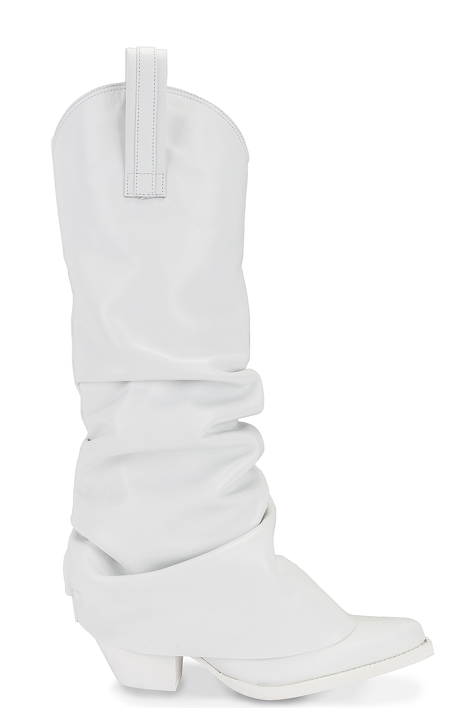Image 1 of R13 Mid Cowboy Boot with Sleeve in White Leather